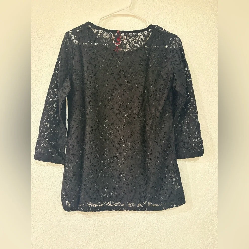Ruby Ribbon Chantilly Lace Top Black Size Small NWT